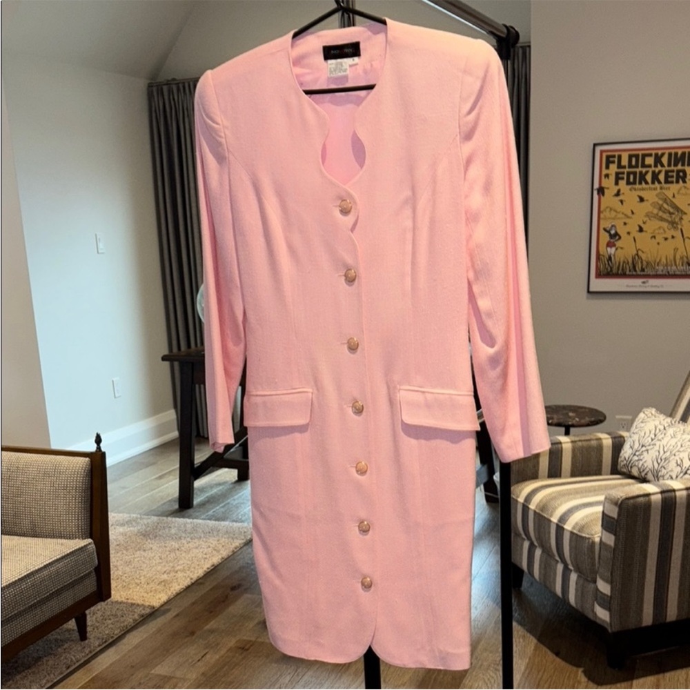Simon Chang Pink Blazer Structured Suit Jacket